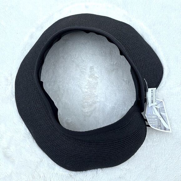 Astor Place Black Woven Packable UPF 50+ Travel Visor Brim Hat NEW - Picture 4 of 12